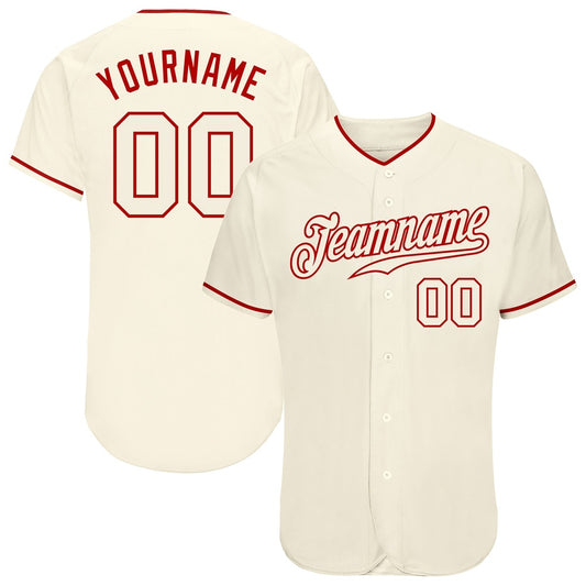 Team Jerseys Baseball, Custom Cream Cream Red Authentic Baseball Jersey, Logo Baseball Jersey