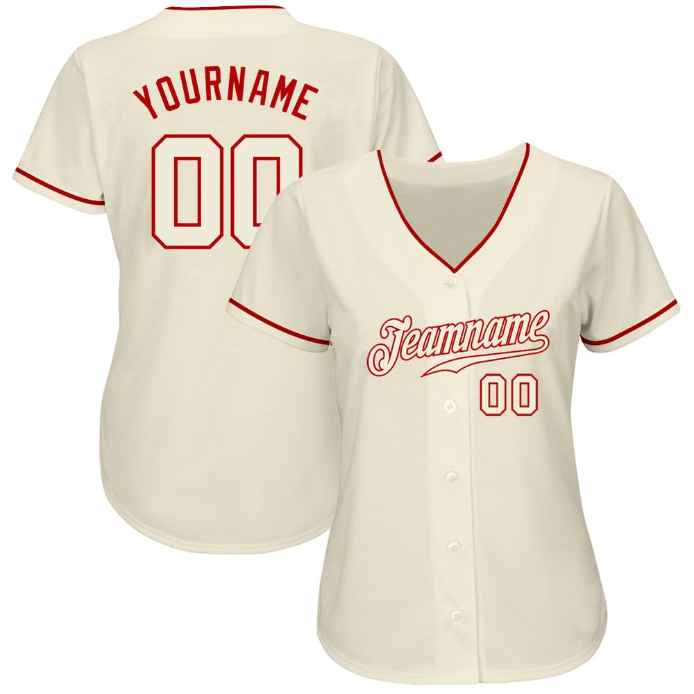 Team Jerseys Baseball, Custom Cream Cream Red Authentic Baseball Jersey, Logo Baseball Jersey