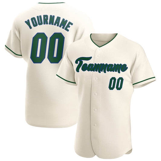 Team Jerseys Baseball, Custom Cream Green Royal Authentic Baseball Jersey, Logo Baseball Jersey
