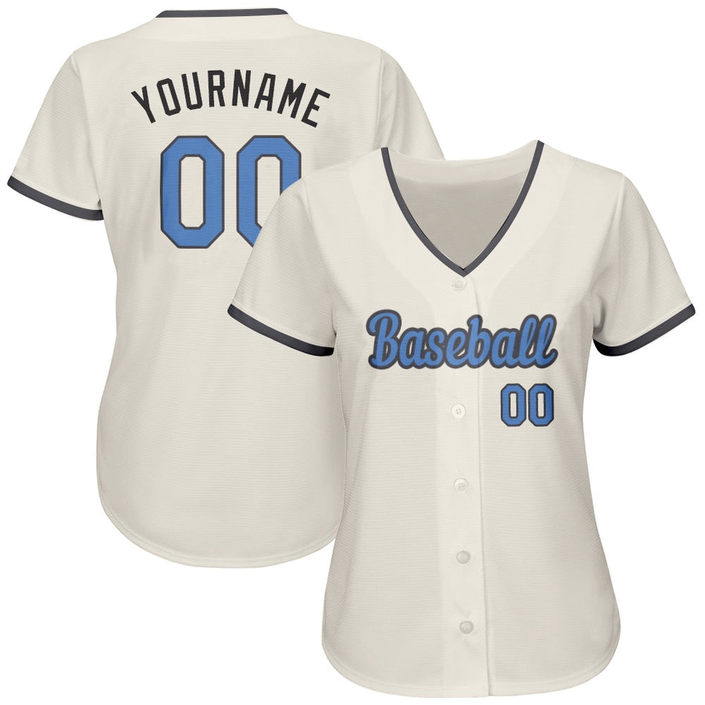 Team Jerseys Baseball, Custom Cream Light Blue Steel Gray Authentic Father's Day Baseball Jersey, Logo Baseball Jersey