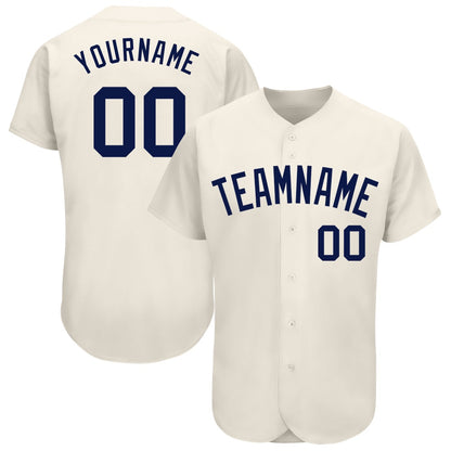 Team Jerseys Baseball, Custom Cream Navy Authentic Baseball Jersey, Logo Baseball Jersey