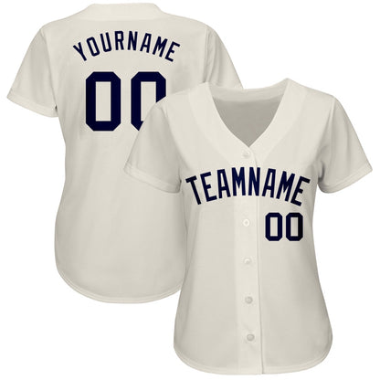 Team Jerseys Baseball, Custom Cream Navy Authentic Baseball Jersey, Logo Baseball Jersey