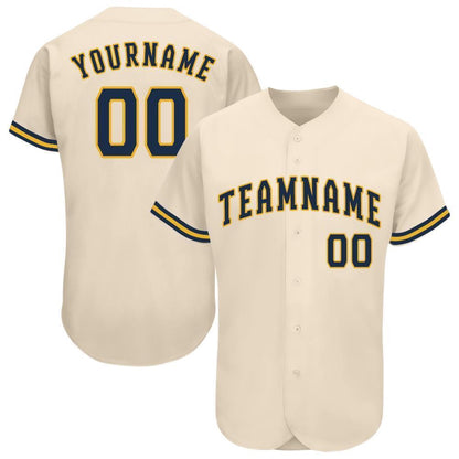 Team Jerseys Baseball, Custom Cream Navy Gold Baseball Jersey, Logo Baseball Jersey