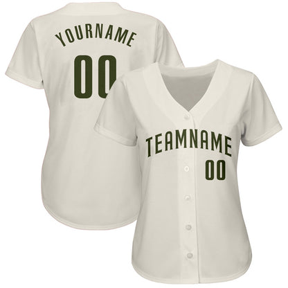 Team Jerseys Baseball, Custom Cream Olive Authentic Baseball Jersey, Logo Baseball Jersey