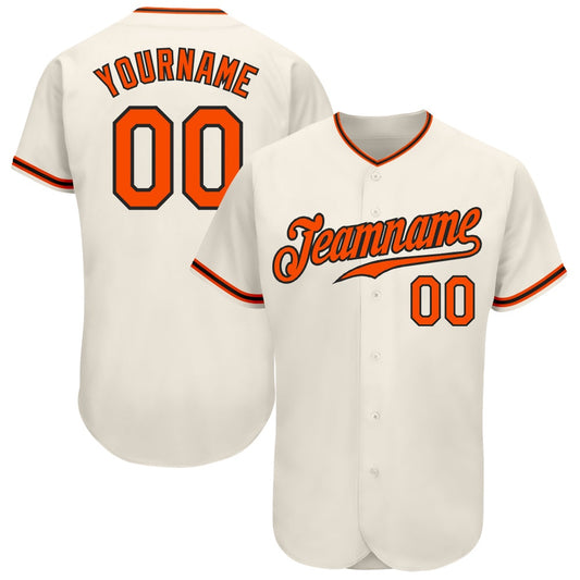 Team Jerseys Baseball, Custom Cream Orange Black Authentic Baseball Jersey, Logo Baseball Jersey