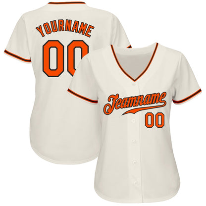 Team Jerseys Baseball, Custom Cream Orange Black Authentic Baseball Jersey, Logo Baseball Jersey