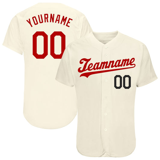Team Jerseys Baseball, Custom Cream Red Black Authentic Baseball Jersey, Logo Baseball Jersey