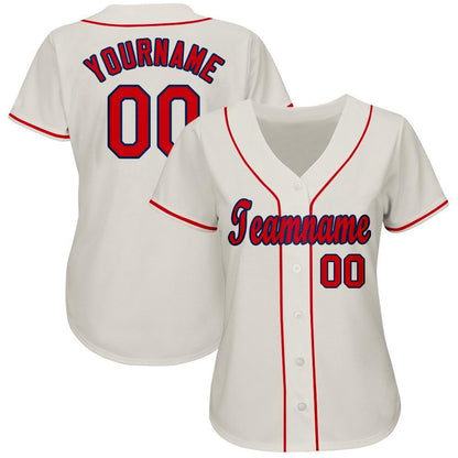 Team Jerseys Baseball, Custom Cream Red Navy Baseball Jersey, Logo Baseball Jersey