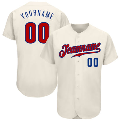Team Jerseys Baseball, Custom Cream Red Royal Authentic Baseball Jersey, Logo Baseball Jersey