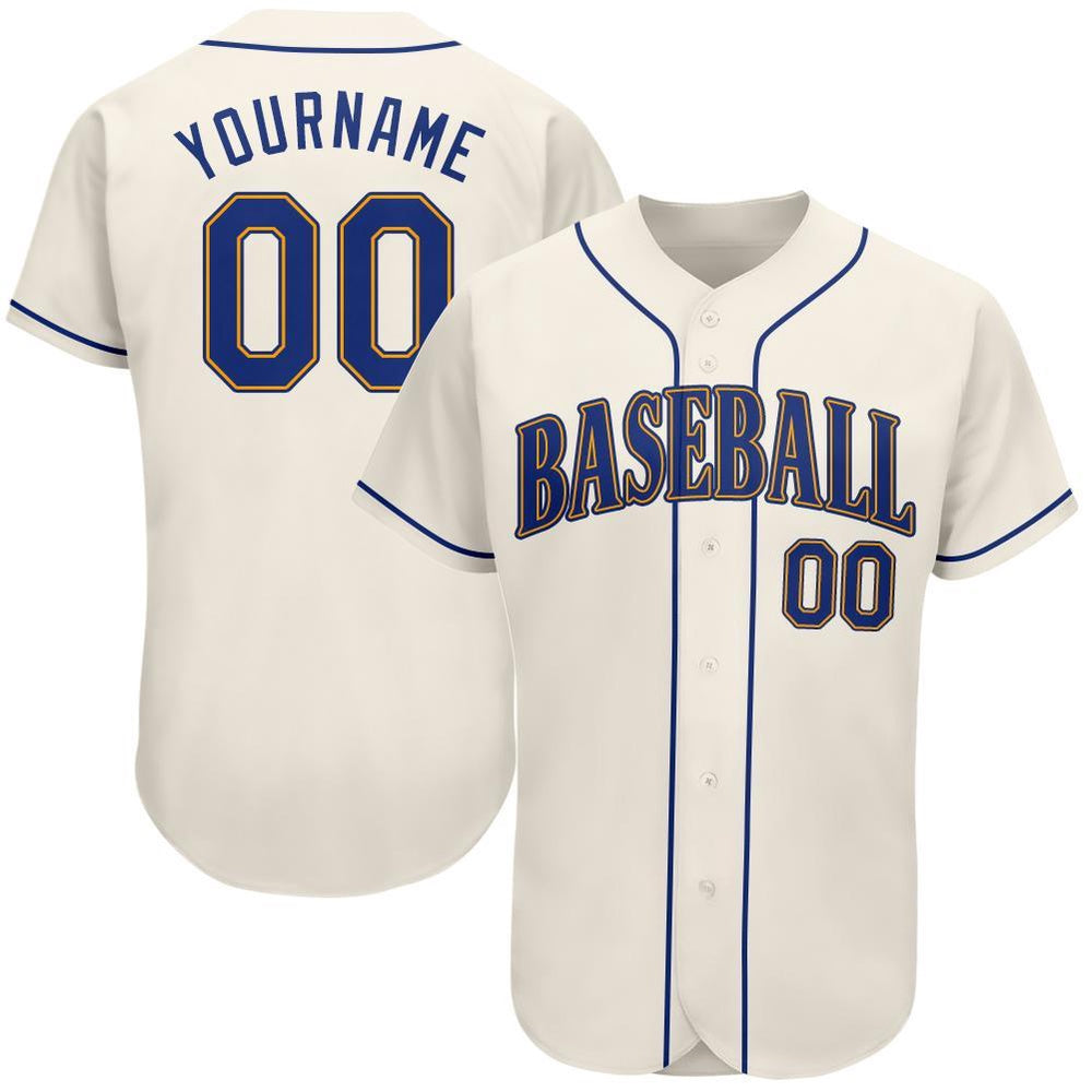 Team Jerseys Baseball, Custom Cream Royal Gold Authentic Baseball Jersey, Logo Baseball Jersey