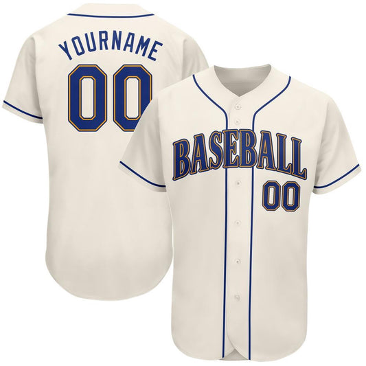 Team Jerseys Baseball, Custom Cream Royal Gold Authentic Baseball Jersey, Logo Baseball Jersey