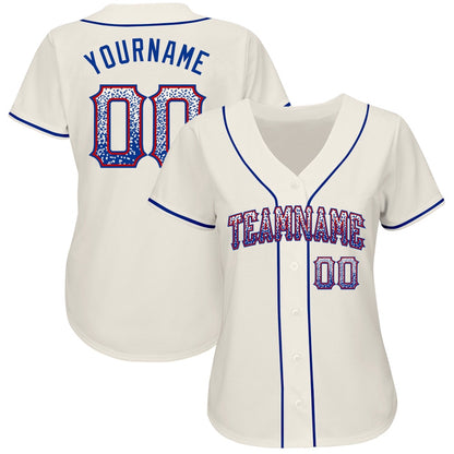 Team Jerseys Baseball, Custom Cream Royal Red Authentic Drift Fashion Baseball Jersey, Logo Baseball Jersey