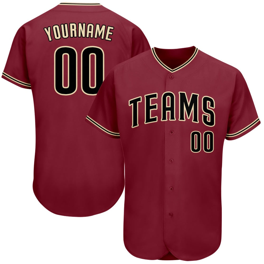 Team Jerseys Baseball, Custom Crimson Black City Cream Authentic Baseball Jersey, Logo Baseball Jersey