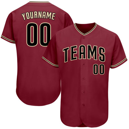 Team Jerseys Baseball, Custom Crimson Black City Cream Authentic Baseball Jersey, Logo Baseball Jersey
