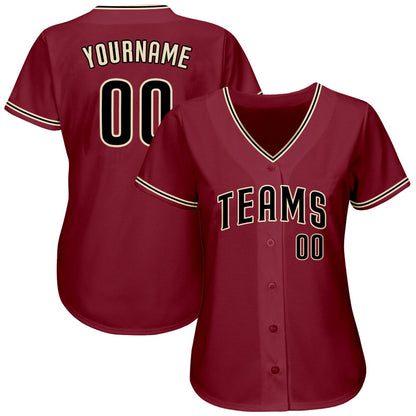 Team Jerseys Baseball, Custom Crimson Black City Cream Authentic Baseball Jersey, Logo Baseball Jersey
