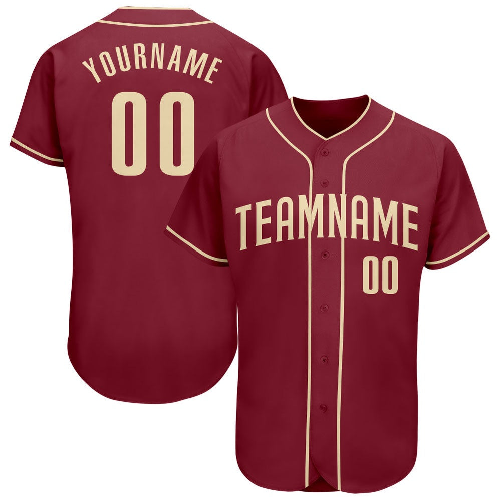 Team Jerseys Baseball, Custom Crimson Cream Authentic Baseball Jersey, Logo Baseball Jersey