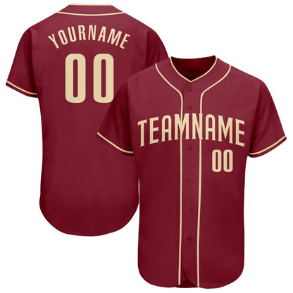 Team Jerseys Baseball, Custom Crimson Cream Authentic Baseball Jersey, Logo Baseball Jersey