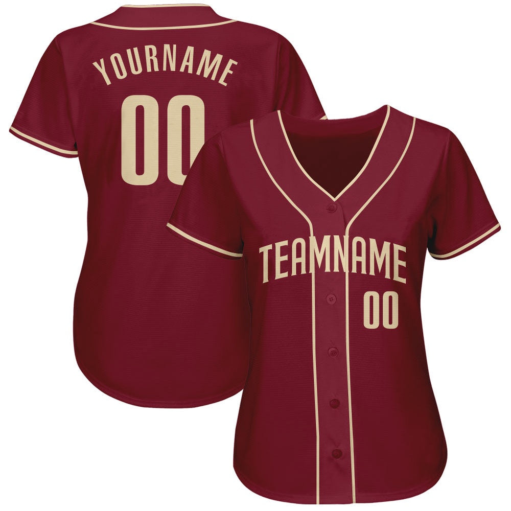 Team Jerseys Baseball, Custom Crimson Cream Authentic Baseball Jersey, Logo Baseball Jersey
