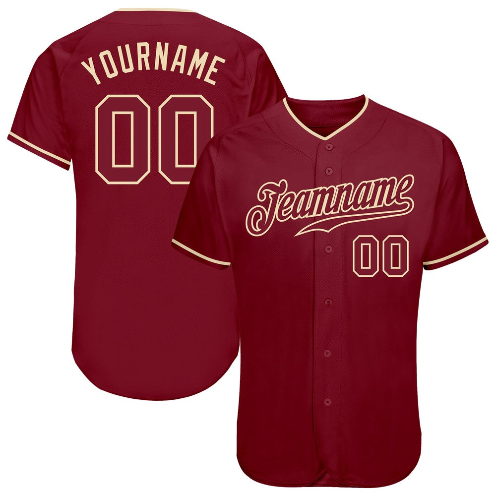 Team Jerseys Baseball, Custom Crimson Crimson Cream Authentic Baseball Jersey, Logo Baseball Jersey
