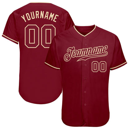 Team Jerseys Baseball, Custom Crimson Crimson Cream Authentic Baseball Jersey, Logo Baseball Jersey