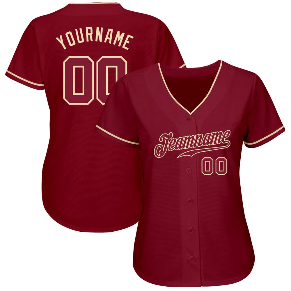 Team Jerseys Baseball, Custom Crimson Crimson Cream Authentic Baseball Jersey, Logo Baseball Jersey