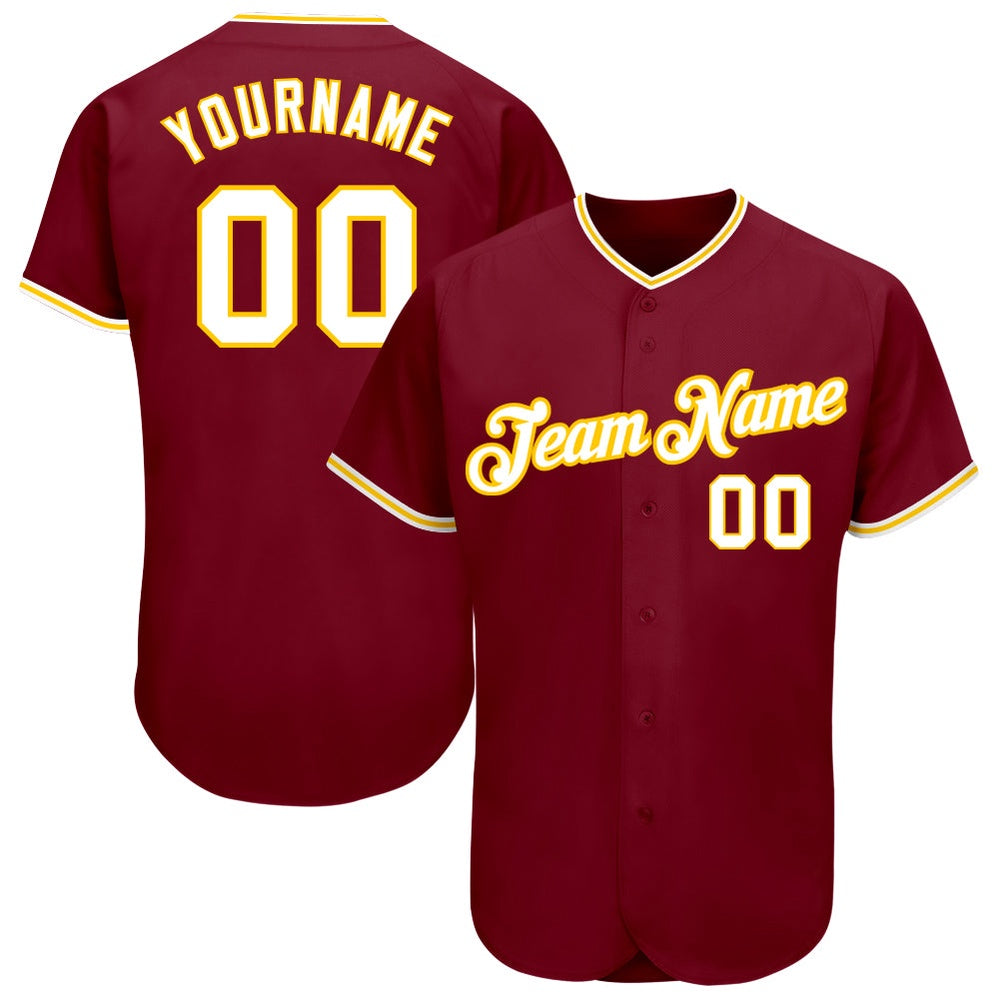 Team Jerseys Baseball, Custom Crimson White Gold Authentic Baseball Jersey, Logo Baseball Jersey