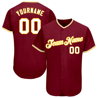 Team Jerseys Baseball, Custom Crimson White Gold Authentic Baseball Jersey, Logo Baseball Jersey