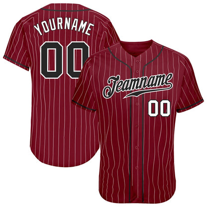 Team Jerseys Baseball, Custom Crimson White Pinstripe Black White Authentic Baseball Jersey, Logo Baseball Jersey