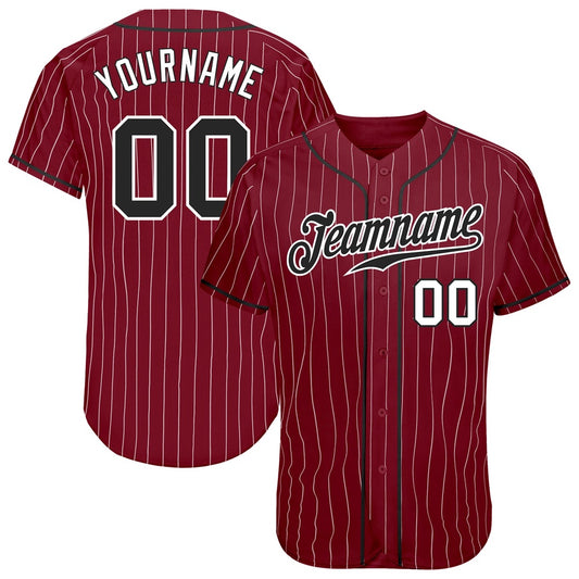 Team Jerseys Baseball, Custom Crimson White Pinstripe Black White Authentic Baseball Jersey, Logo Baseball Jersey
