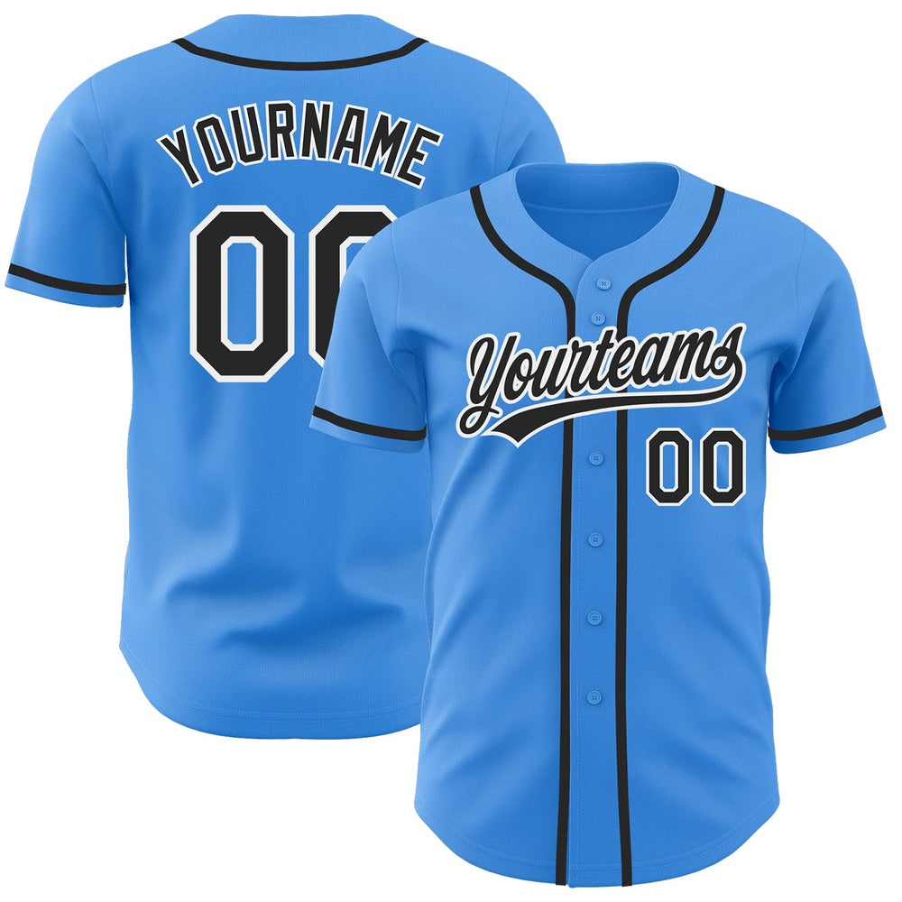 Team Jerseys Baseball, Custom Electric Blue Black White Authentic Baseball Jersey, Logo Baseball Jersey