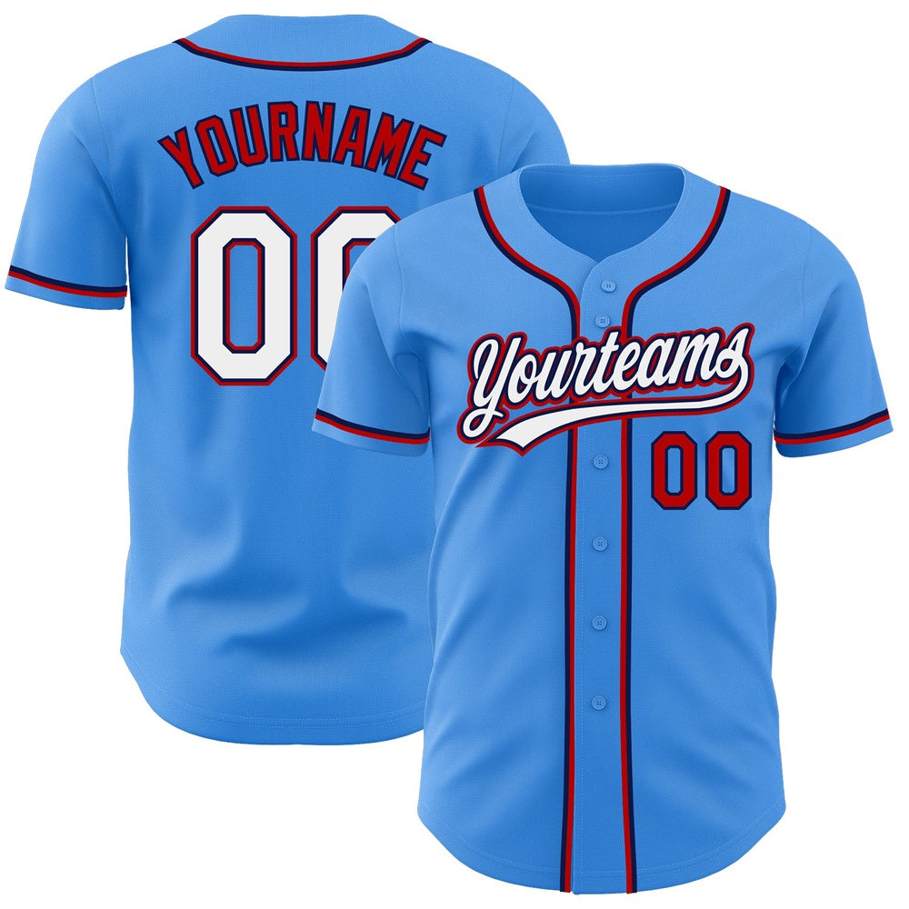 Team Jerseys Baseball, Custom Electric Blue White Red Navy Authentic Baseball Jersey, Logo Baseball Jersey