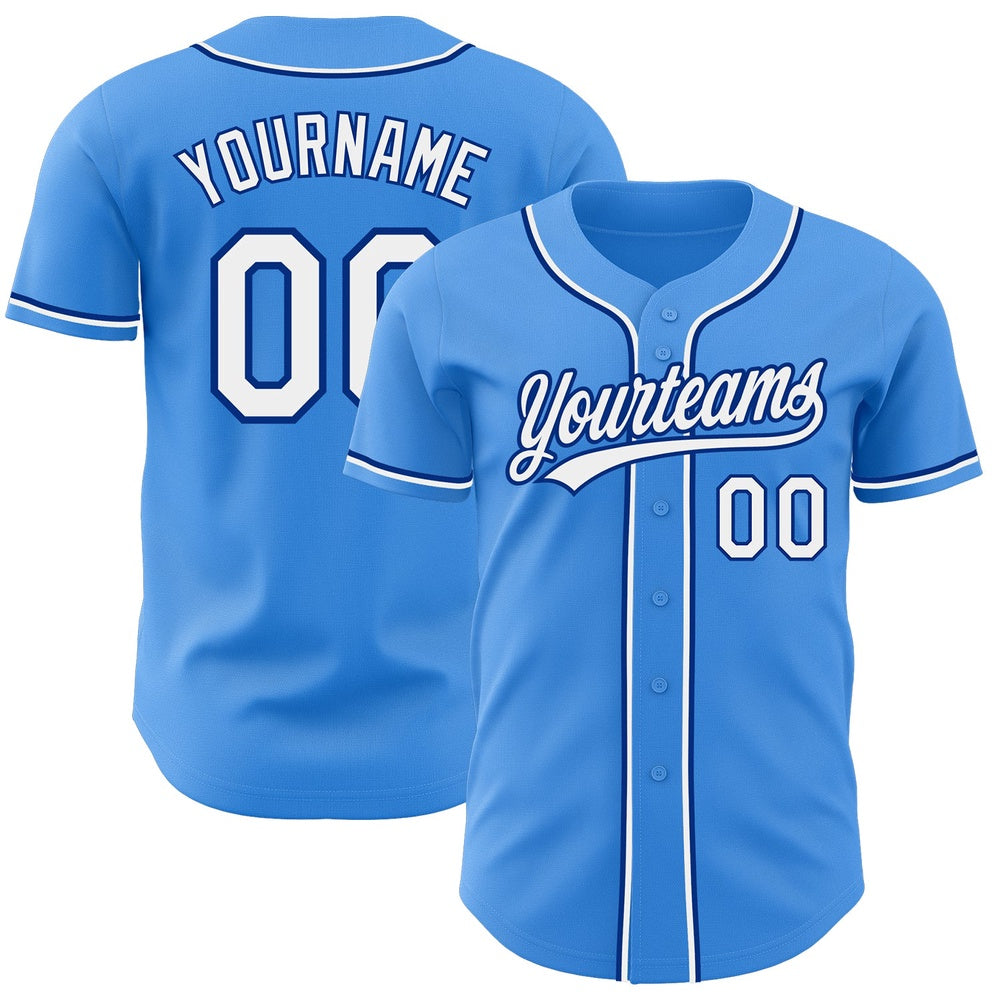 Team Jerseys Baseball, Custom Electric Blue White Royal Authentic Baseball Jersey, Logo Baseball Jersey
