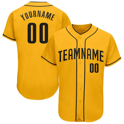 Team Jerseys Baseball, Custom Gold Black Authentic Baseball Jersey, Logo Baseball Jersey