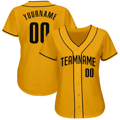 Team Jerseys Baseball, Custom Gold Black Authentic Baseball Jersey, Logo Baseball Jersey