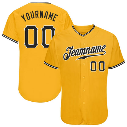 Team Jerseys Baseball, Custom Gold Black White Authentic Baseball Jersey, Logo Baseball Jersey