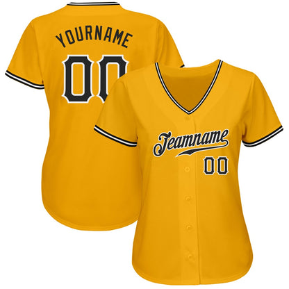 Team Jerseys Baseball, Custom Gold Black White Authentic Baseball Jersey, Logo Baseball Jersey