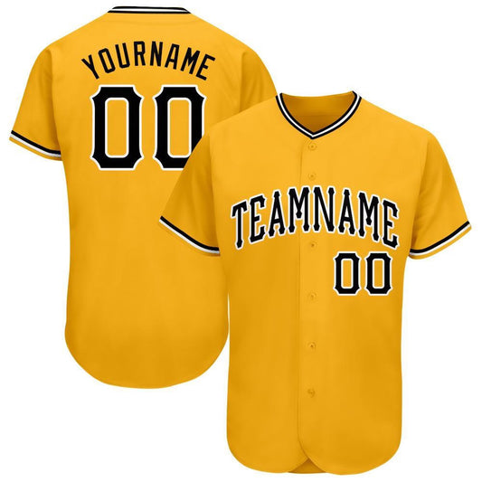 Team Jerseys Baseball, Custom Gold Black White Baseball Jersey, Logo Baseball Jersey