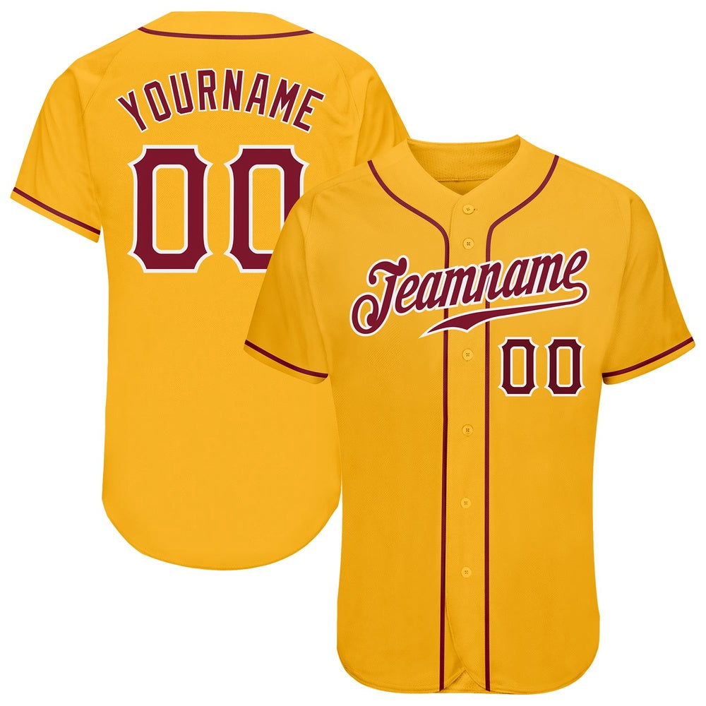 Team Jerseys Baseball, Custom Gold Crimson White Authentic Baseball Jersey, Logo Baseball Jersey