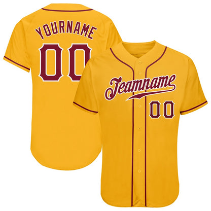 Team Jerseys Baseball, Custom Gold Crimson White Authentic Baseball Jersey, Logo Baseball Jersey