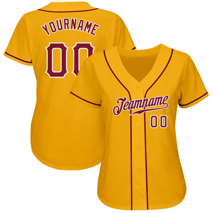 Team Jerseys Baseball, Custom Gold Crimson White Authentic Baseball Jersey, Logo Baseball Jersey