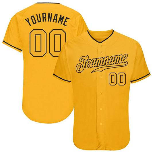 Team Jerseys Baseball, Custom Gold Gold Black Authentic Baseball Jersey, Logo Baseball Jersey