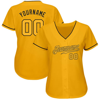 Team Jerseys Baseball, Custom Gold Gold Black Authentic Baseball Jersey, Logo Baseball Jersey