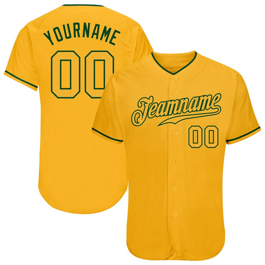 Team Jerseys Baseball, Custom Gold Gold Green Authentic Baseball Jersey, Logo Baseball Jersey