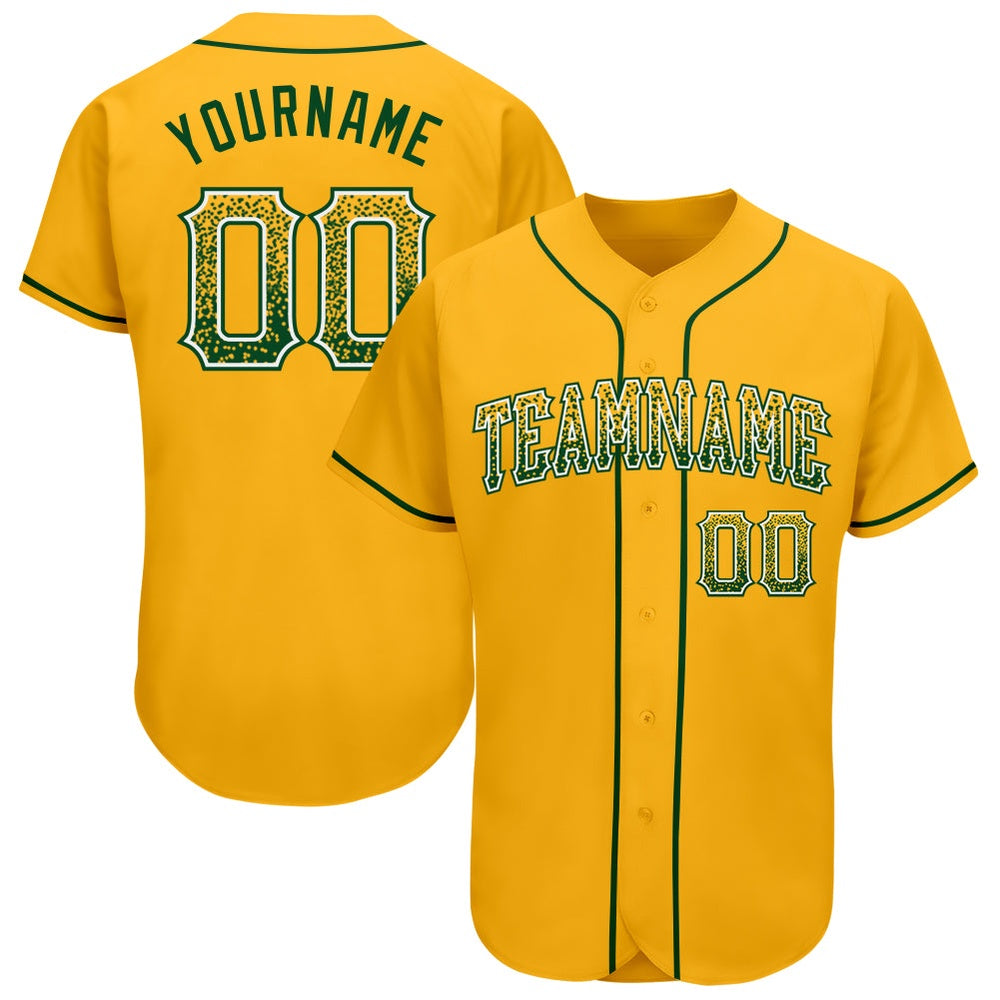 Team Jerseys Baseball, Custom Gold Green White Authentic Drift Fashion Baseball Jersey, Logo Baseball Jersey