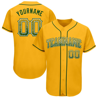 Team Jerseys Baseball, Custom Gold Green White Authentic Drift Fashion Baseball Jersey, Logo Baseball Jersey