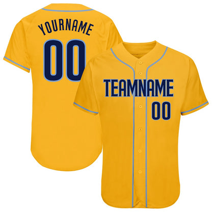 Team Jerseys Baseball, Custom Gold Navy Light Blue Authentic Baseball Jersey, Logo Baseball Jersey