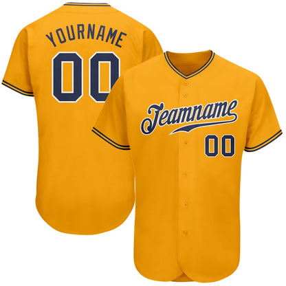 Team Jerseys Baseball, Custom Gold Navy White Authentic Baseball Jersey, Logo Baseball Jersey
