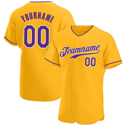 Team Jerseys Baseball, Custom Gold Purple White Authentic Baseball Jersey, Logo Baseball Jersey