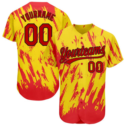 Team Jerseys Baseball, Custom Gold Red Black 3D Pattern Design Authentic Baseball Jersey, Logo Baseball Jersey