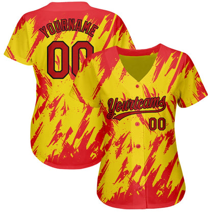 Team Jerseys Baseball, Custom Gold Red Black 3D Pattern Design Authentic Baseball Jersey, Logo Baseball Jersey